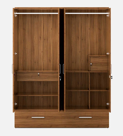 Kosmo Linden 4 Door Wardrobe With Mirror In Natural Finish