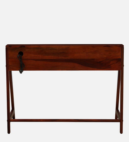 Larvik Sheesham Wood Writing Table with Switch Board in Honey Oak Finish