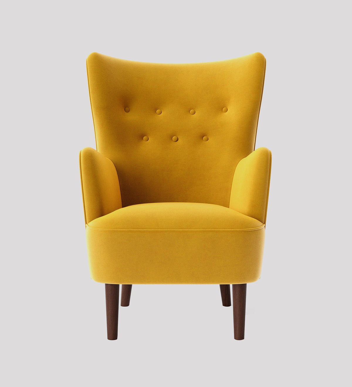Ludwi Velvet Wing Chair In Yellow Colour