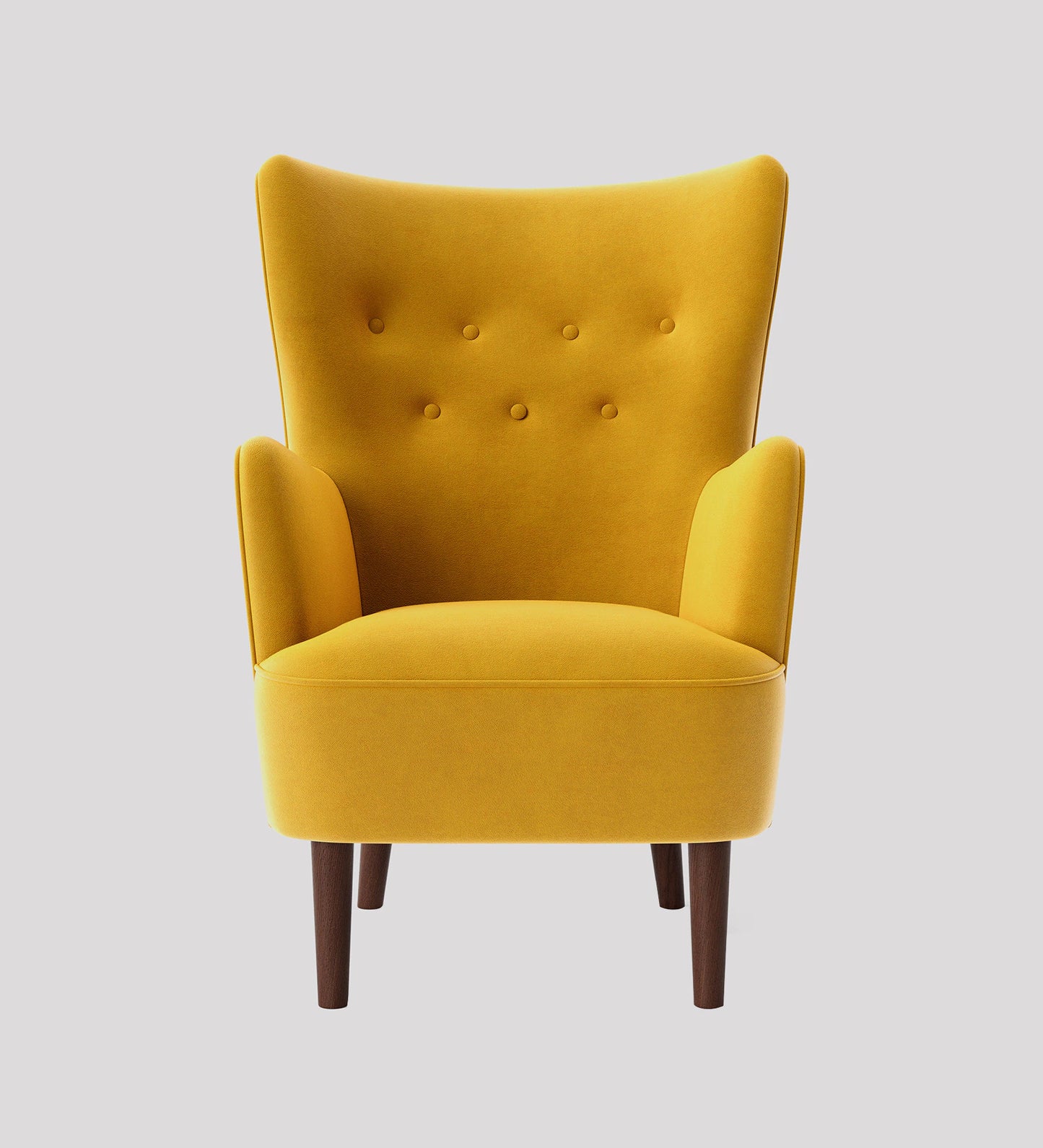 Ludwi Velvet Wing Chair In Yellow Colour