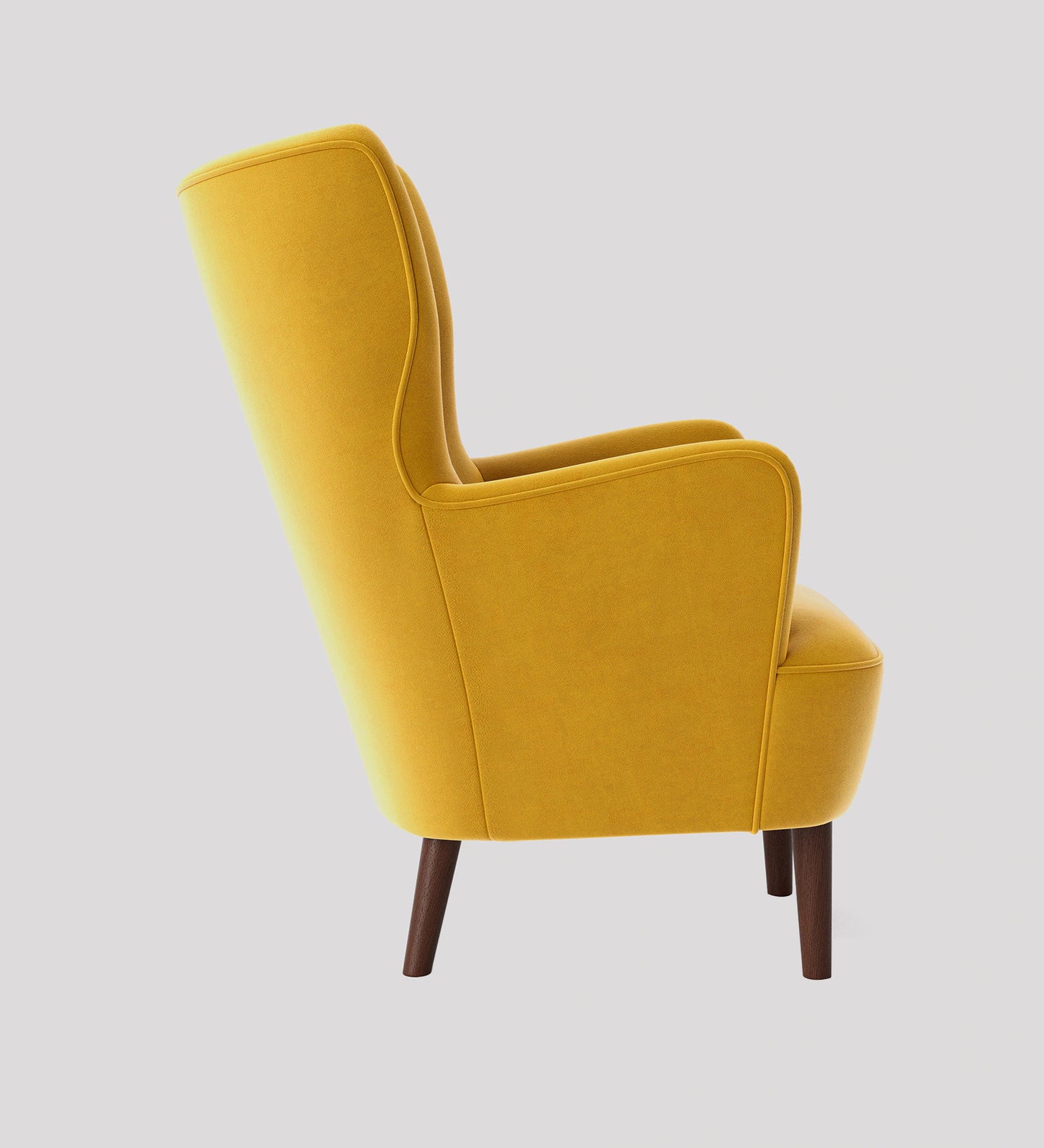 Ludwi Velvet Wing Chair In Yellow Colour