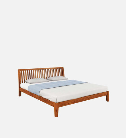 Luxurious Solid Wood Queen Size Bed in Brown Finish