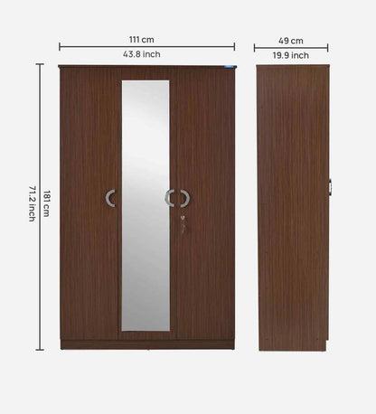 Massif 3 Door Wardrobe With Mirror In Legno Oak Finish