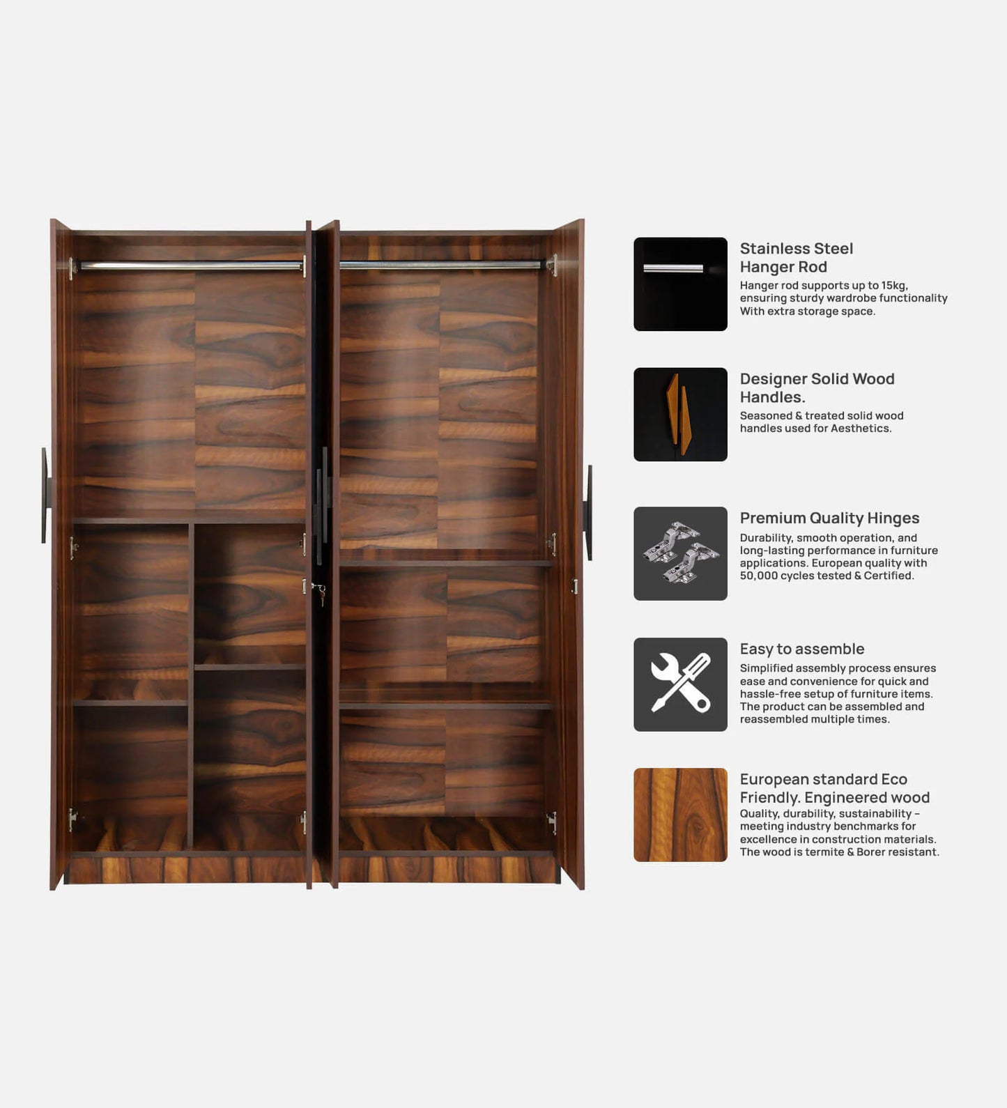 Maya 4 Door Wardrobe In Vintage Sheesham Finish
