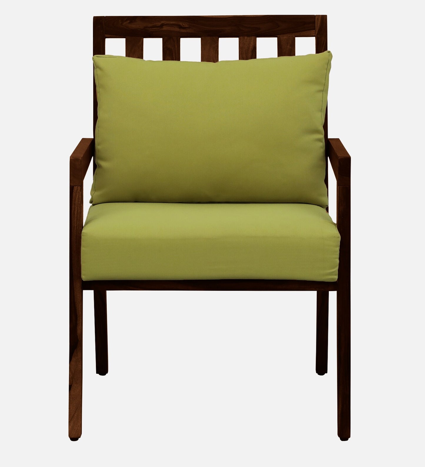 Milton Sheesham Wood Arm Chair In Green & Provincial Teak Finish