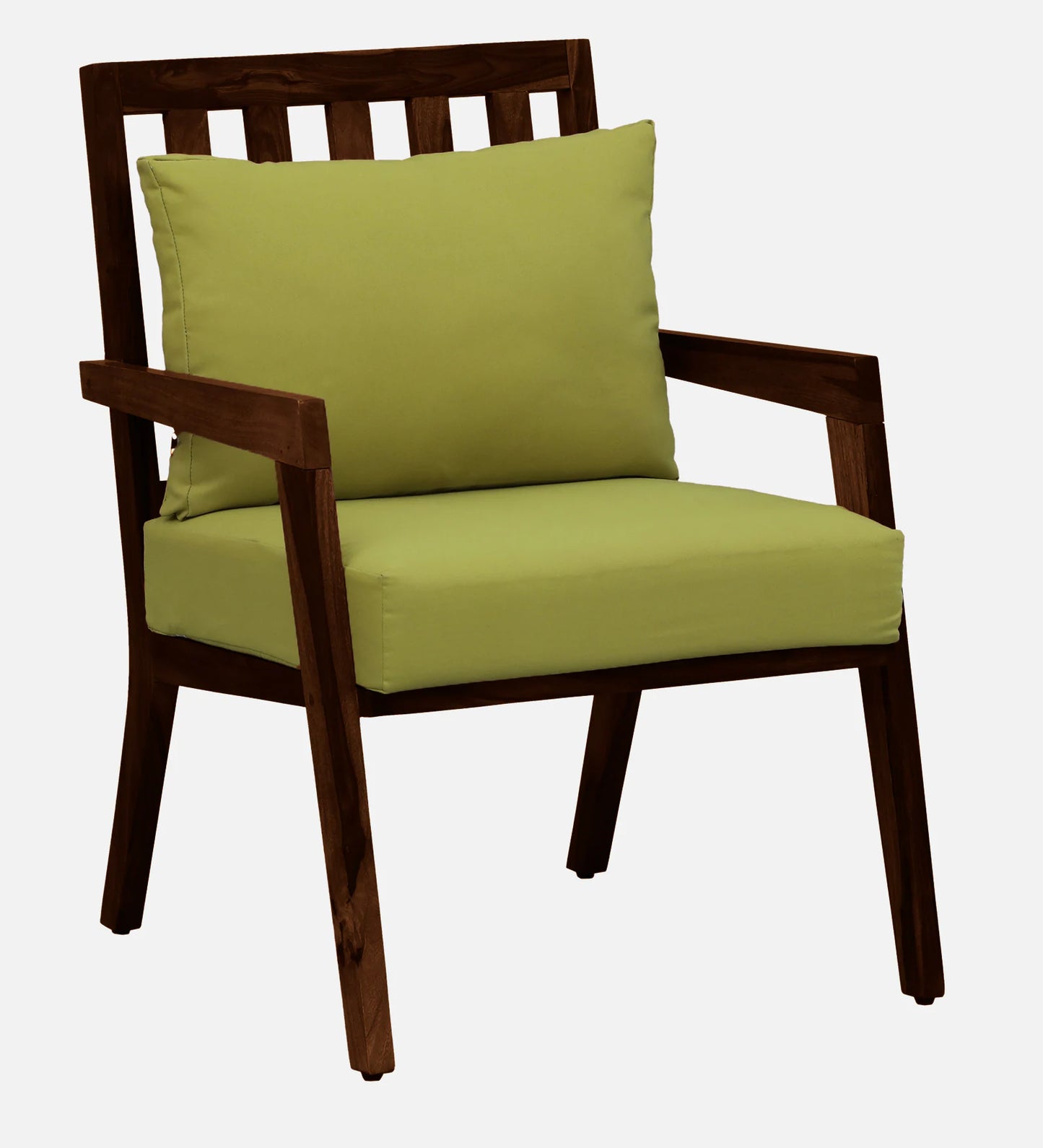 Milton Sheesham Wood Arm Chair In Green & Provincial Teak Finish