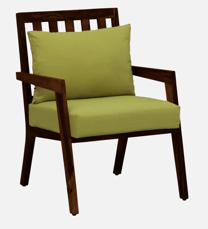 Milton Sheesham Wood Arm Chair In Green & Provincial Teak Finish