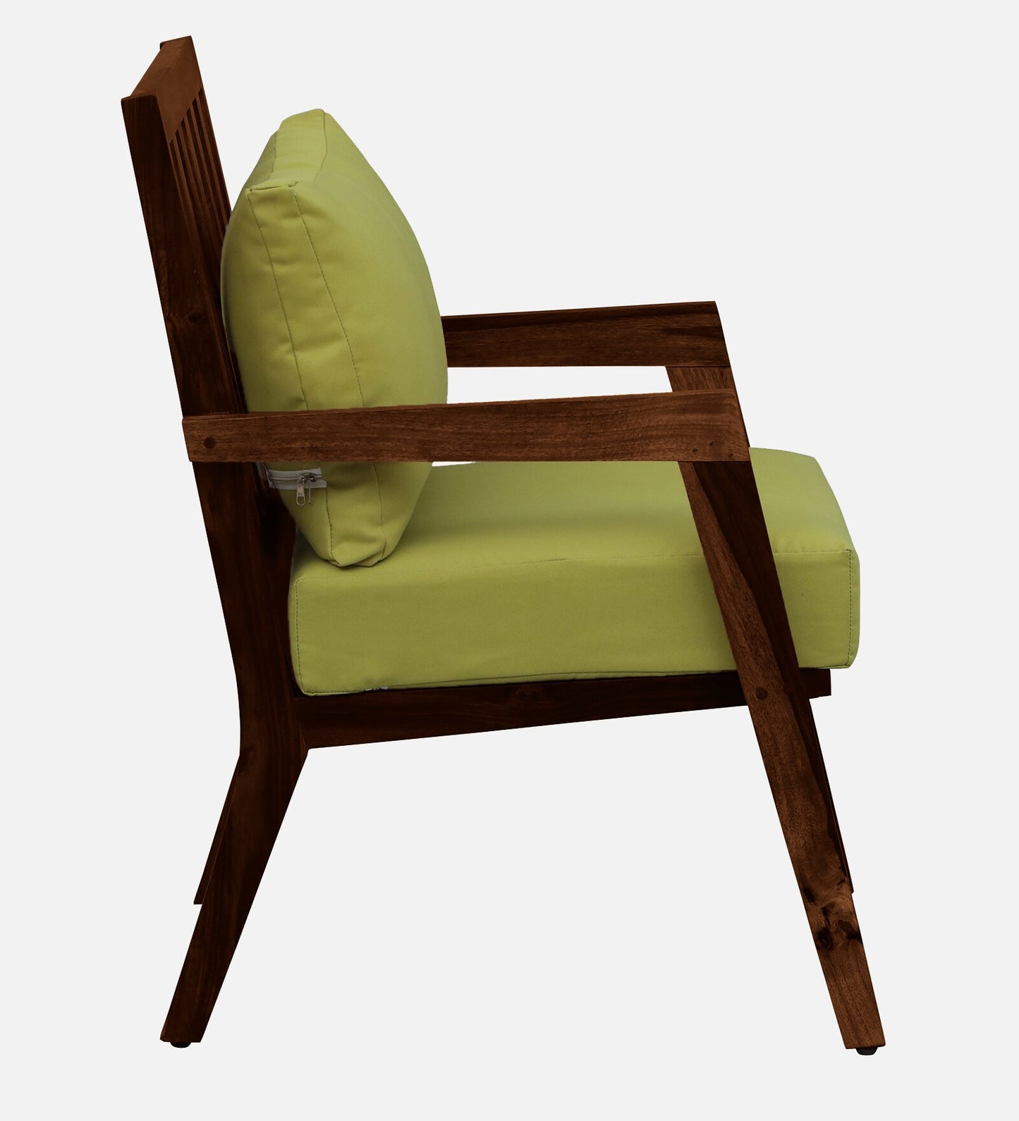 Milton Sheesham Wood Arm Chair In Green & Provincial Teak Finish