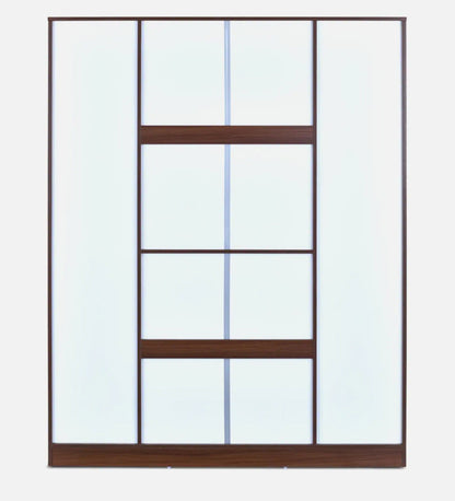Joyce 4 Door Wardrobe With Mirror in Classic Walnut Finish
