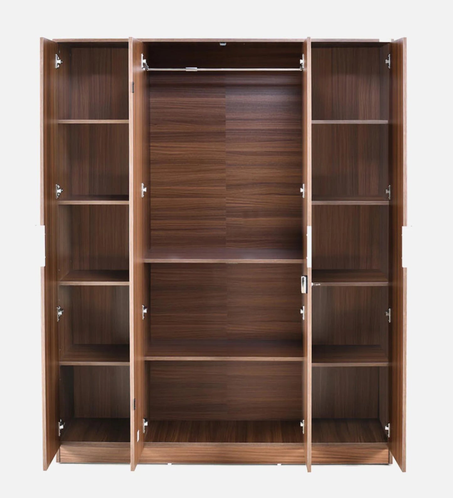 Joyce 4 Door Wardrobe With Mirror in Classic Walnut Finish
