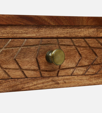 Nuevo Sheesham Wood Writing Table in Scratch Resistant Rustic Teak Finish