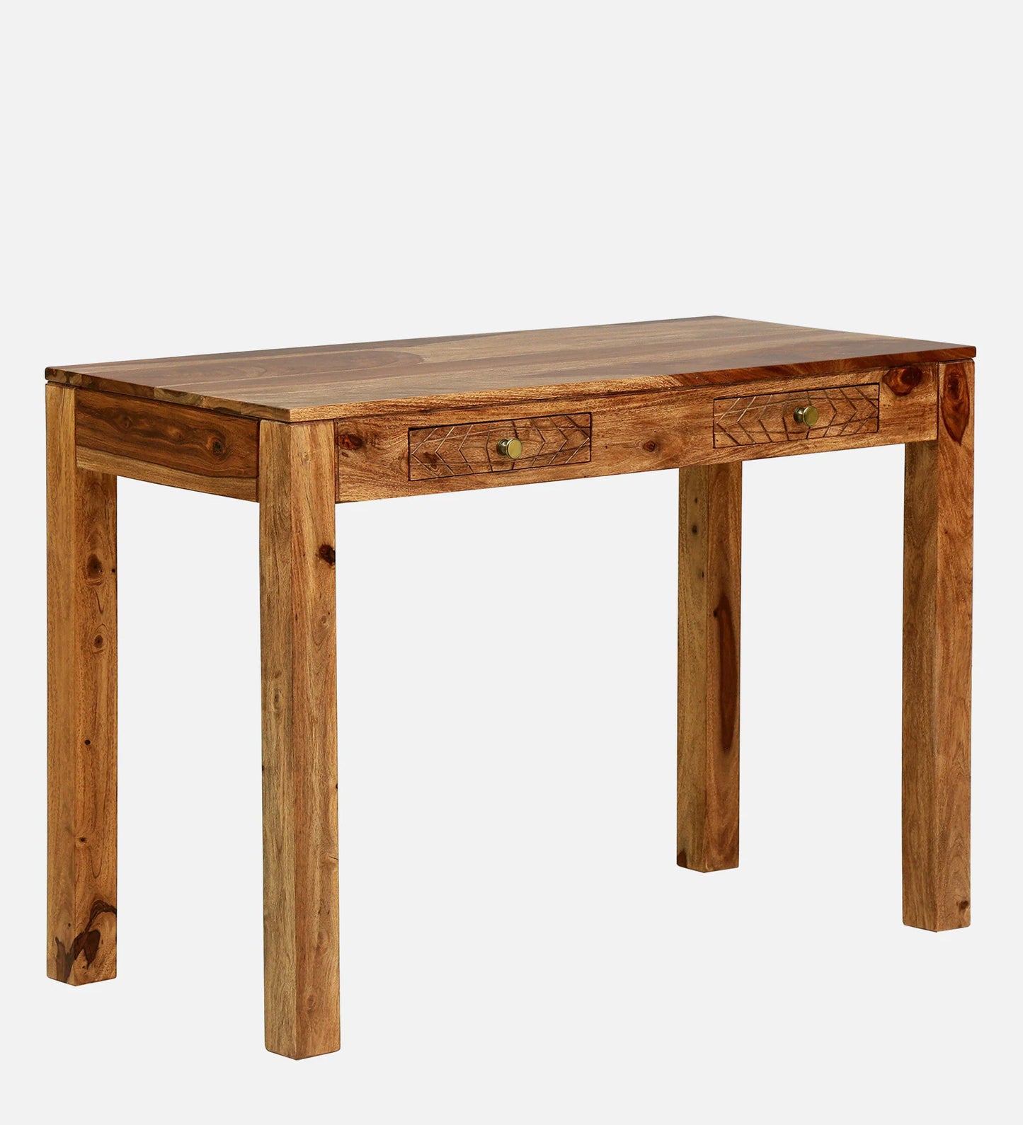 Nuevo Sheesham Wood Writing Table in Scratch Resistant Rustic Teak Finish