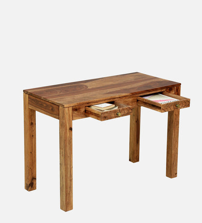 Nuevo Sheesham Wood Writing Table in Scratch Resistant Rustic Teak Finish
