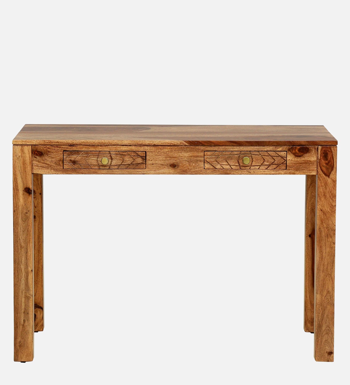 Nuevo Sheesham Wood Writing Table in Scratch Resistant Rustic Teak Finish