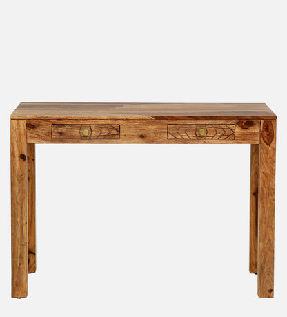 Nuevo Sheesham Wood Writing Table in Scratch Resistant Rustic Teak Finish