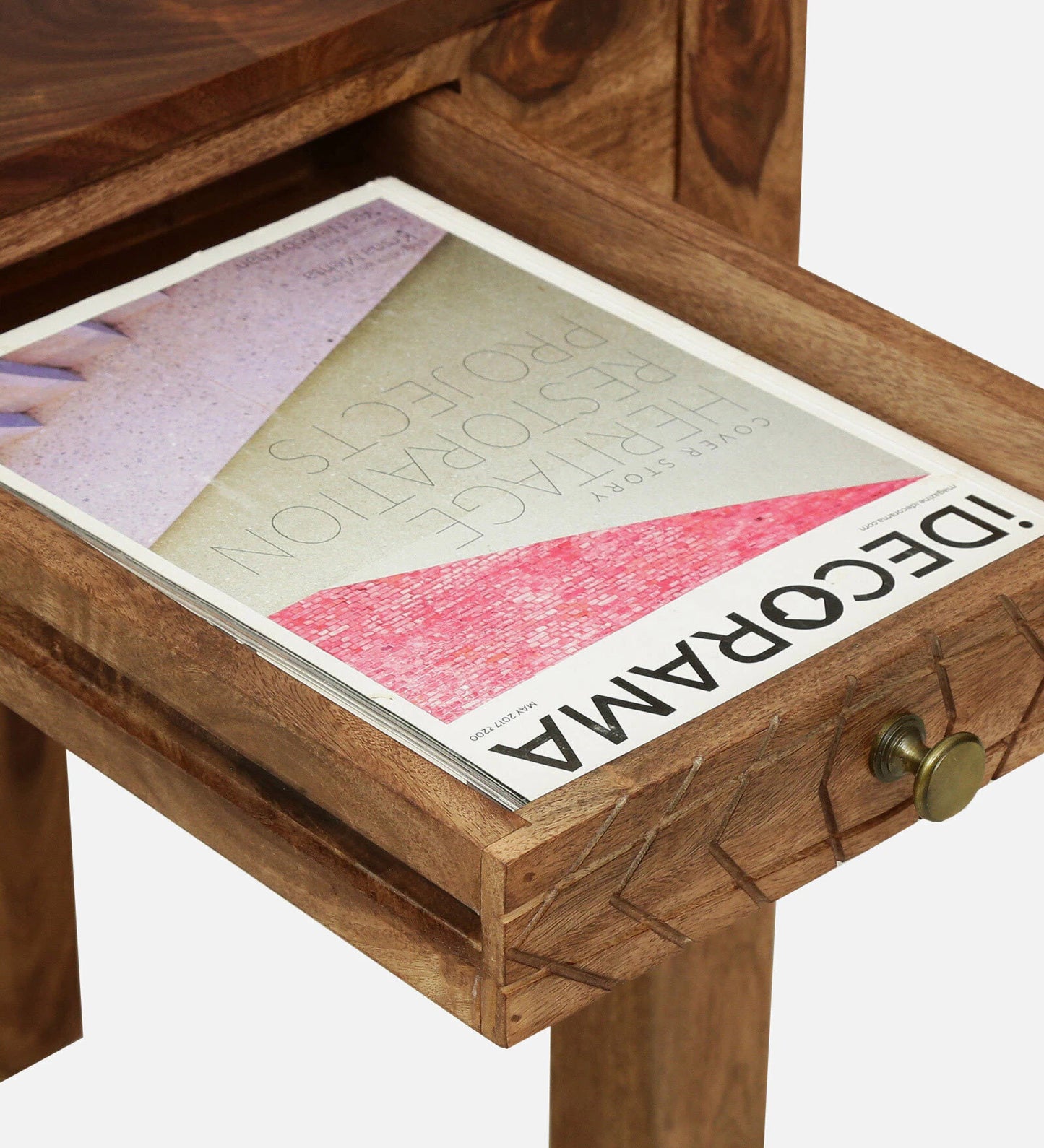 Nuevo Sheesham Wood Writing Table in Scratch Resistant Rustic Teak Finish