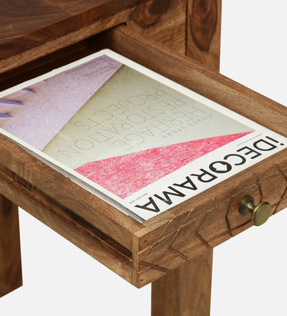 Nuevo Sheesham Wood Writing Table in Scratch Resistant Rustic Teak Finish