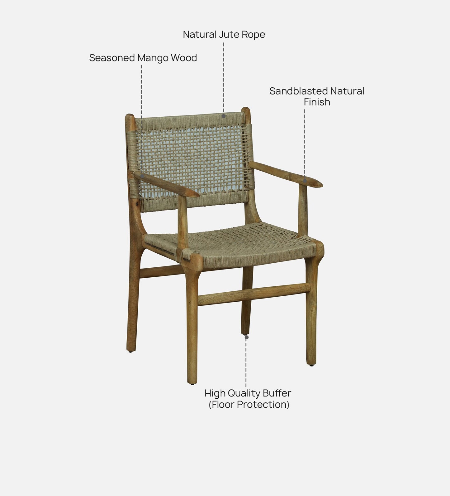 Obrovac Mango Wood Arm Chair In Natural Finish