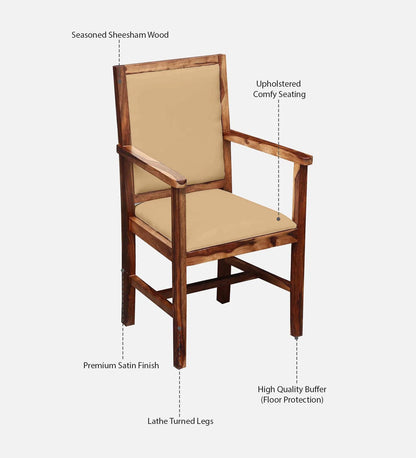 Peshtigo Sheesham Wood Arm Chair In Rustic Teak Finish