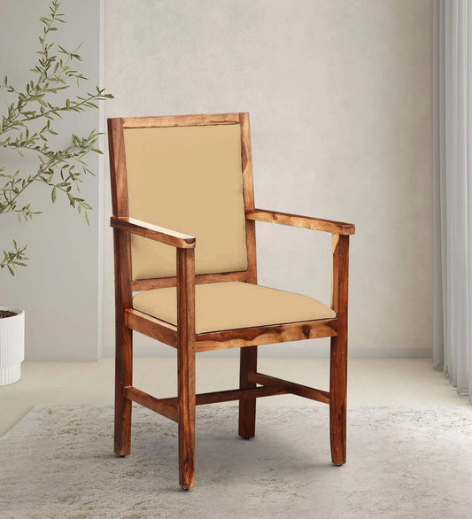 Peshtigo Sheesham Wood Arm Chair In Rustic Teak Finish