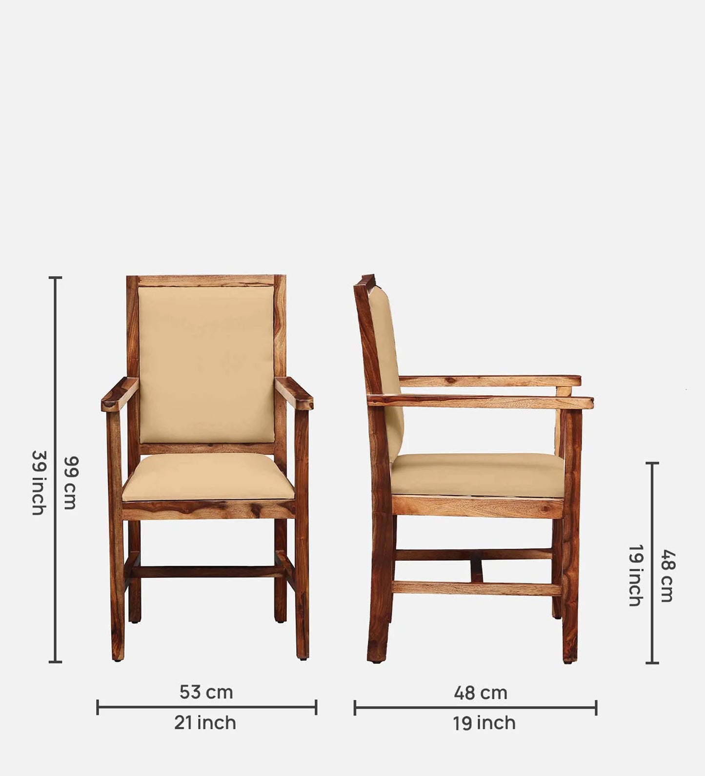 Peshtigo Sheesham Wood Arm Chair In Rustic Teak Finish