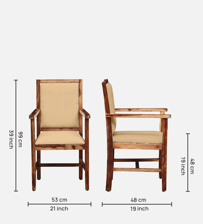 Peshtigo Sheesham Wood Arm Chair In Rustic Teak Finish