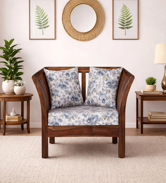 Radom Sheesham Wood 1 Seater Sofa In Provincial Teak Finish
