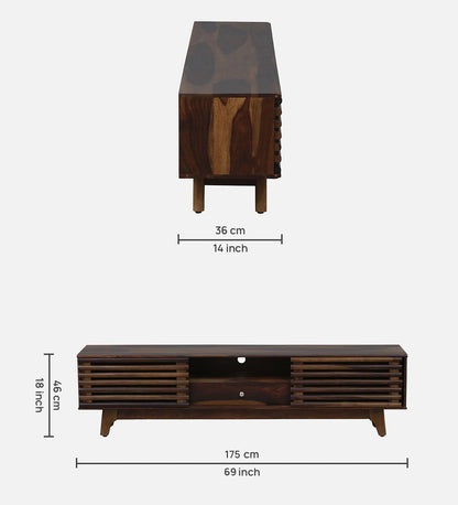 Rennes Sheesham Wood TV Console In Scratch Resistant Provincial Teak Finish