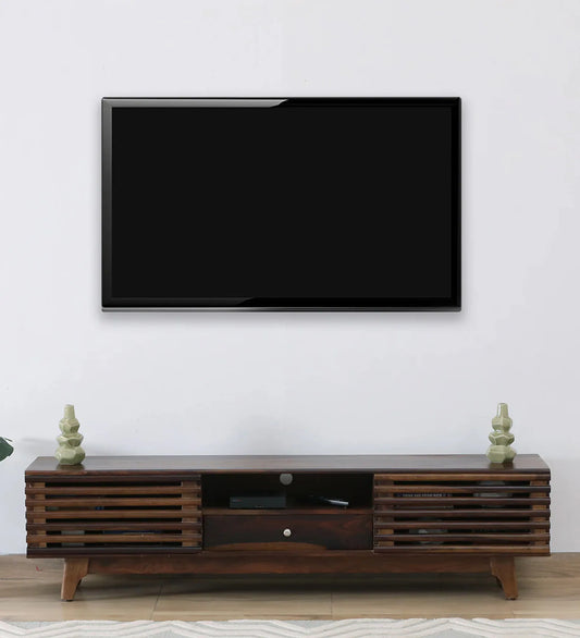 Rennes Sheesham Wood TV Console In Scratch Resistant Provincial Teak Finish