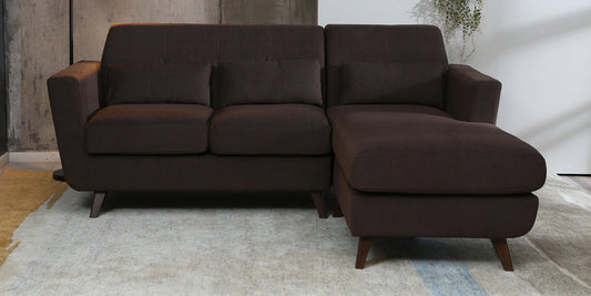 Santiago Fabric LHS Sectional Sofa (2 + Lounger) In Chestnut Brown Colour