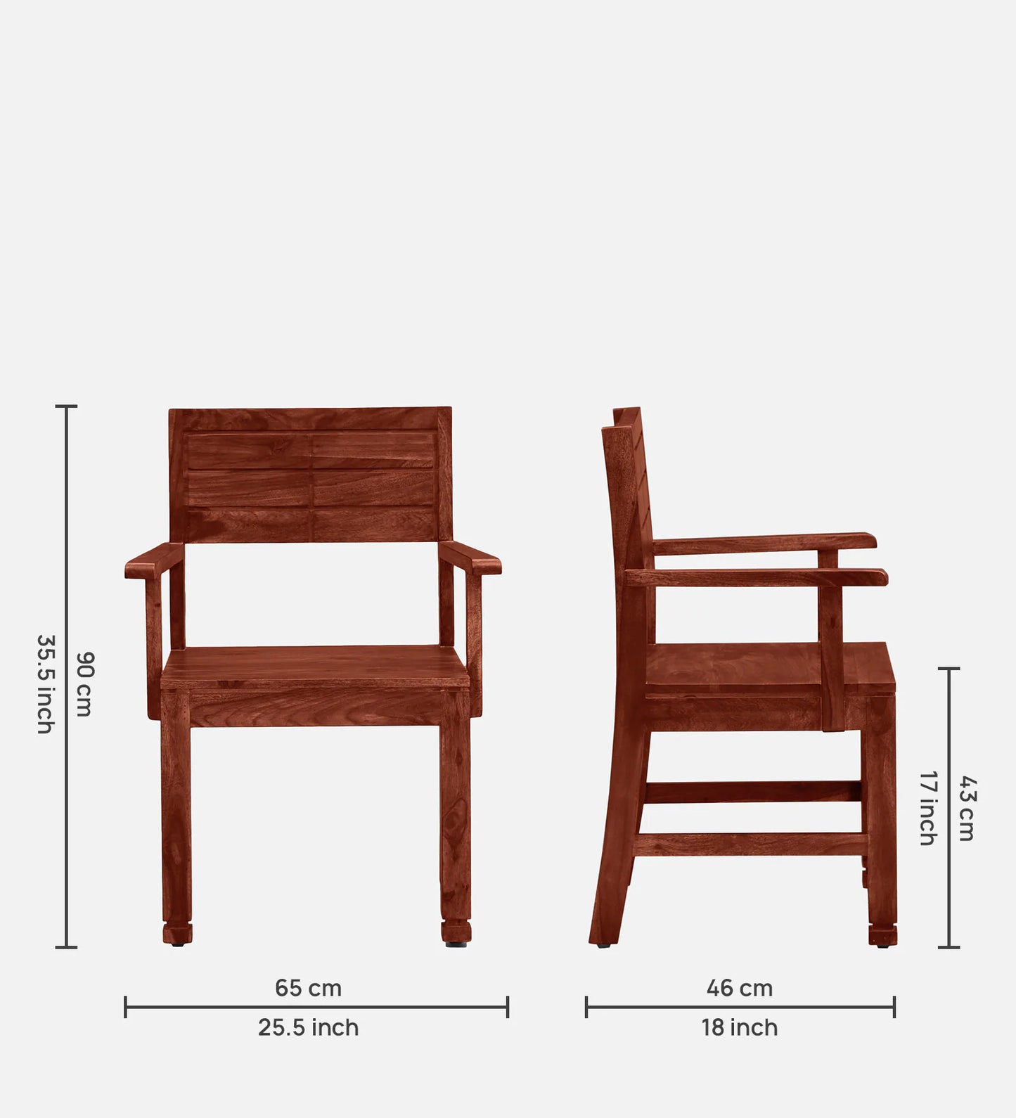Segur Sheesham Wood Arm Chair In Honey Oak Finish