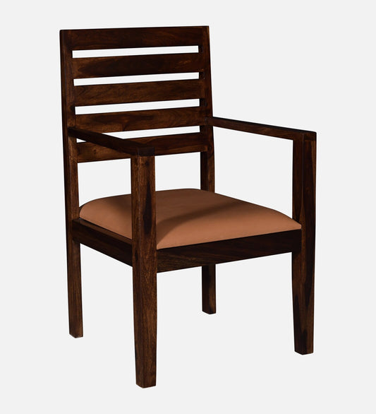 Stigen Sheesham Wood Arm Chair with Seat Cushion In Provincial Teak Finish