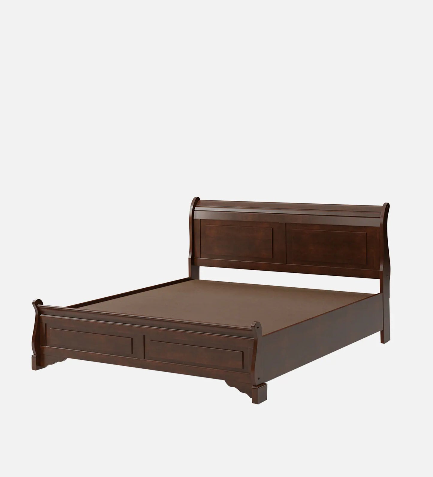 Texas Solid Wood Queen Size Bed In Brown Colour