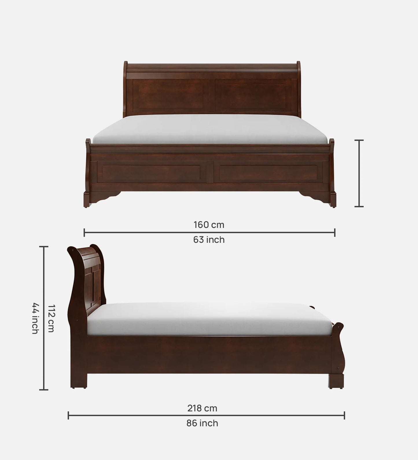 Texas Solid Wood Queen Size Bed In Brown Colour