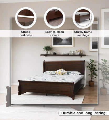 Texas Solid Wood Queen Size Bed In Brown Colour