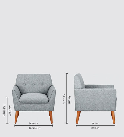 Thomas Fabric Lounge Chair in Grey Colour