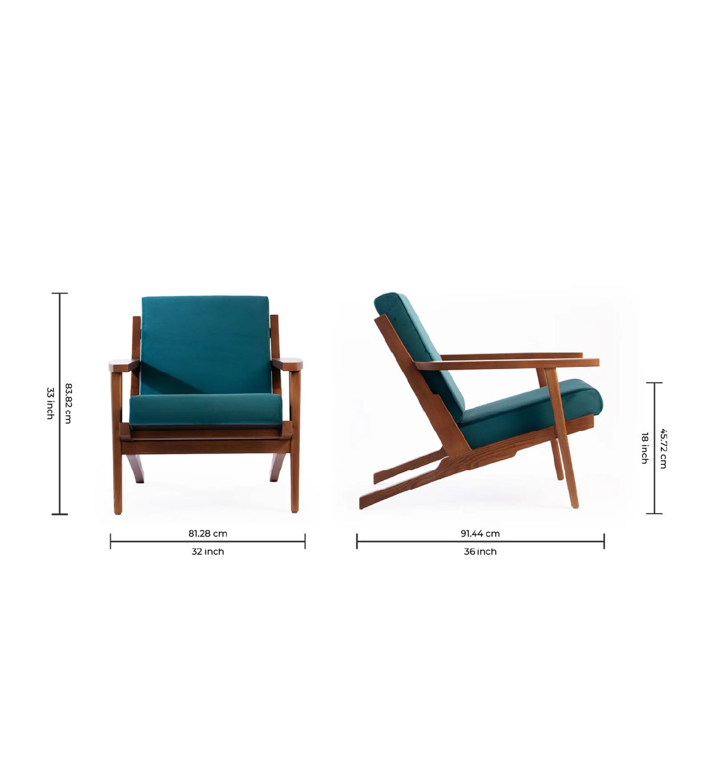 Wegner Fabric Armchair in Exotic Teak & Blue Oasis Colour