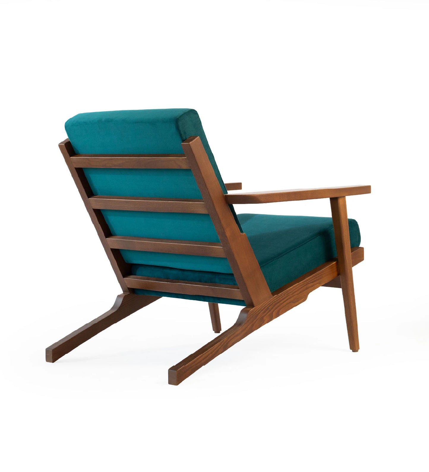 Wegner Fabric Armchair in Exotic Teak & Blue Oasis Colour