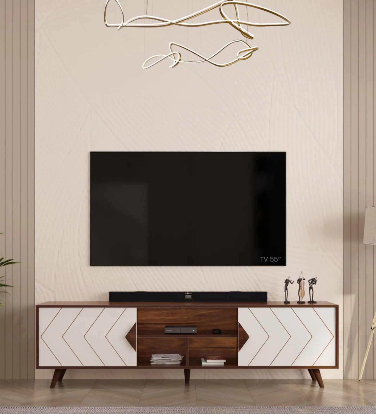 Wilbrome Tv Console In Brown Maple & Frosty Finish For Tv Upto 60"