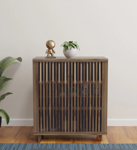 Wotan Shoe Cabinet in Natural Walnut Finish
