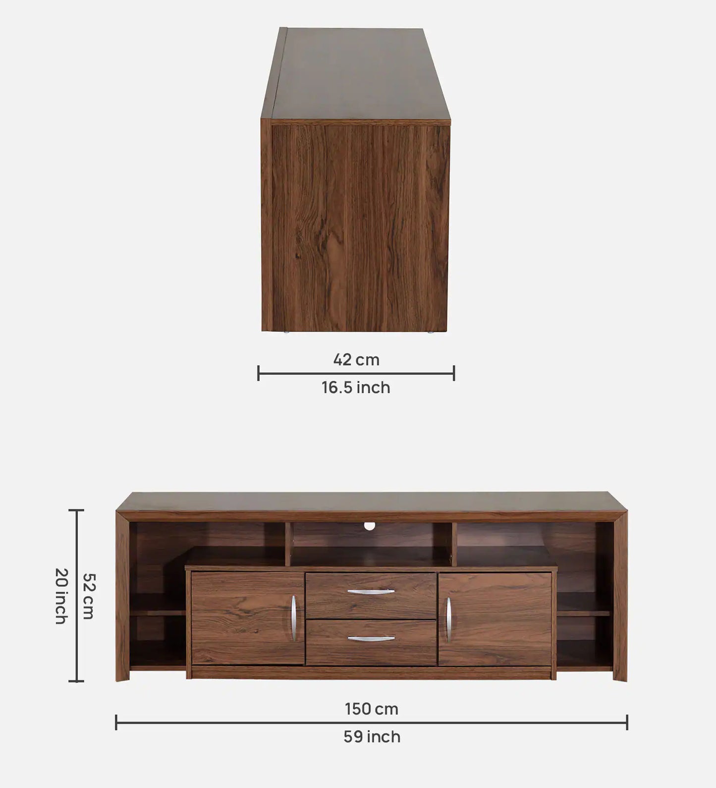 Yuko TV Console for TVs up to 55" in Columbia Walnut Finish