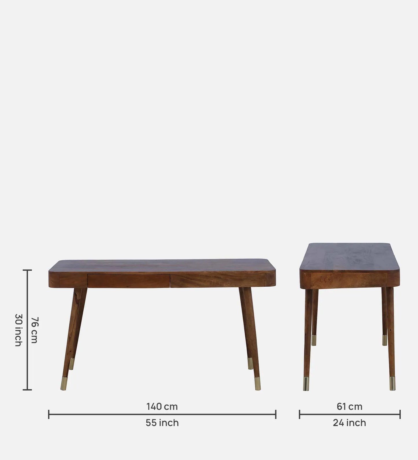 Zaragoza Solid Wood Writing Table In Rustic Teak Finish