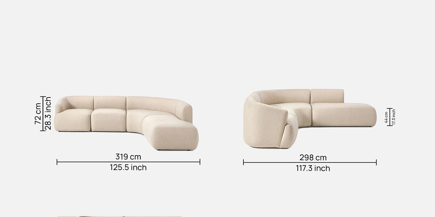 Zen Living Rhs Sectional Sofa (3 + Lounger) In Beige Color