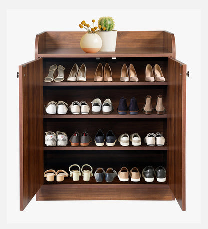 Zen 2 Door Shoe Cabinet In Columbian Walnut Finish