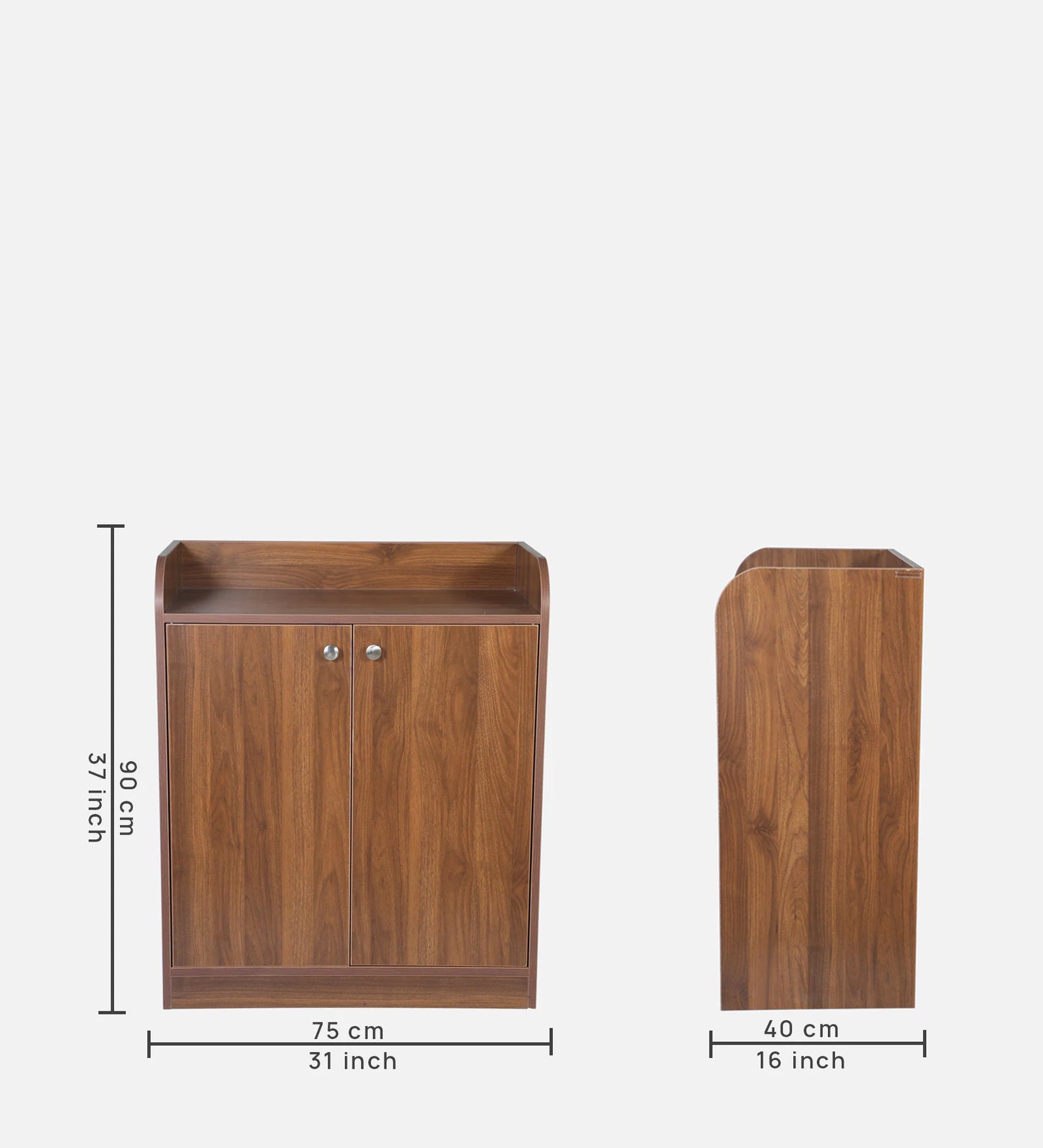 Zen 2 Door Shoe Cabinet In Columbian Walnut Finish