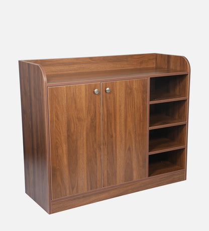 Zen 2 Door Shoe Cabinet In Columbian Walnut Finish with Shelf