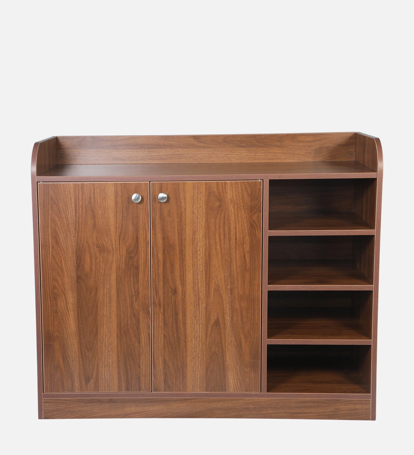 Zen 2 Door Shoe Cabinet In Columbian Walnut Finish with Shelf